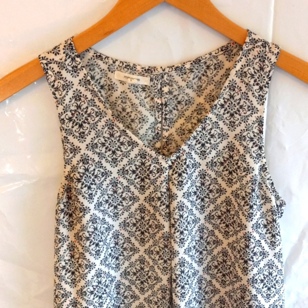 Maurices Sleeveless Blouse - Navy And Coral Pattern - Picture 2 of 7